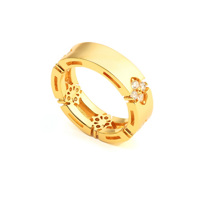Multi-layer Brass Ring with Zircon