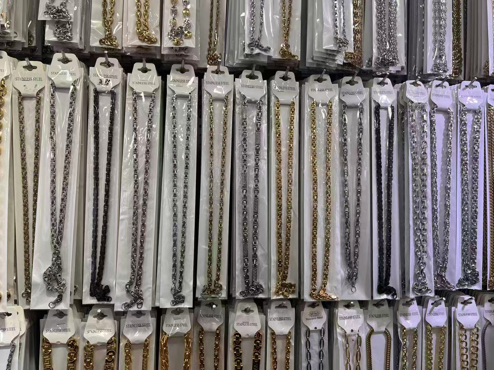 Stainless Steel Mixed Link Chain Necklace, Unisex Classic Multi‑Style Metal Neck Chain